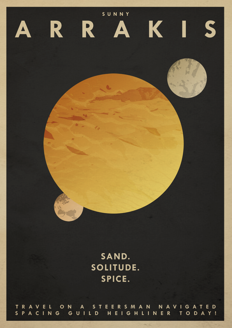 Illustration for article titled Take a vacation to Arrakis with Dune travel posters